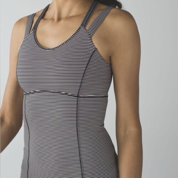 Lululemon Happy Strappy Tank Mini Pop Stripe Black Mink Berry Size 6 - Picture 10 of 13